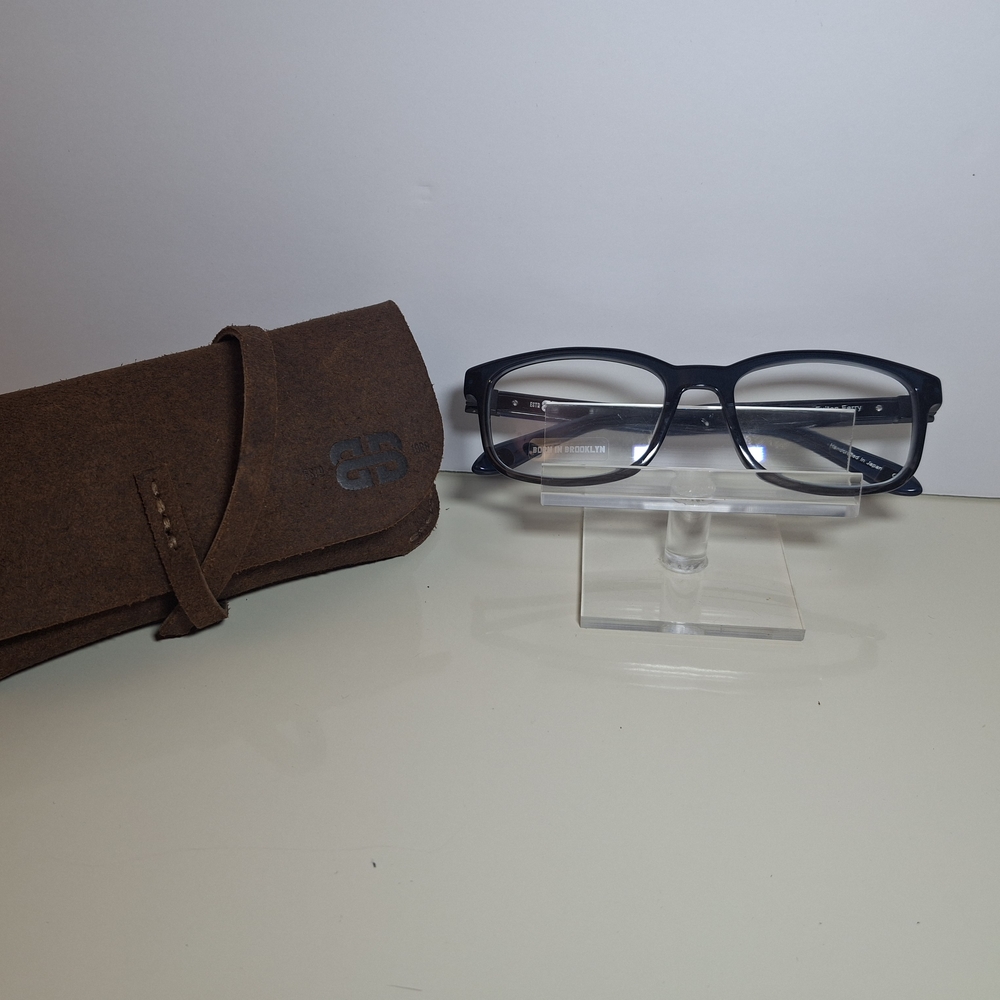BRAND NEW BORN IN BROOKLYN EYEGLASSES BLACK GRADIANT WITH BLUE TEMPLE RECTANGLE